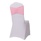 5 Pack Spandex Chair Sashes Pink Ruffled Style - Wide Easy to Use Stretch Chair Bands 8"x13" - Bell Racket Store