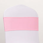 5 Pack Spandex Chair Sashes Pink with Gold Rhinestone Buckles - Reusable Four - Way Stretch Sash Bands 5"x14" - Bell Racket Store
