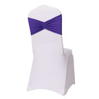 5 Pack Spandex Chair Sashes Purple Ruffled Style - Wide Easy to Use Stretch Chair Bands 8"x13" - Bell Racket Store