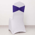 5 Pack Spandex Chair Sashes Purple Ruffled Style - Wide Easy to Use Stretch Chair Bands 8"x13" - Bell Racket Store
