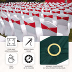 5 Pack Spandex Chair Sashes Purple with Gold Rhinestone Buckles - Reusable Four - Way Stretch Sash Bands 5"x14" - Bell Racket Store