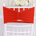 5 Pack Spandex Chair Sashes Red Ruffled Style - Wide Easy to Use Stretch Chair Bands 8"x13" - Bell Racket Store