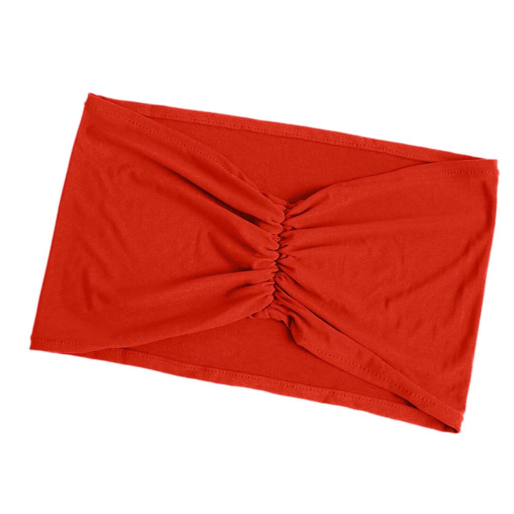 5 Pack Spandex Chair Sashes Red Ruffled Style - Wide Easy to Use Stretch Chair Bands 8"x13" - Bell Racket Store