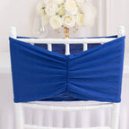 5 Pack Spandex Chair Sashes Royal Blue Ruffled Style - Wide Easy to Use Stretch Chair Bands 8"x13" - Bell Racket Store