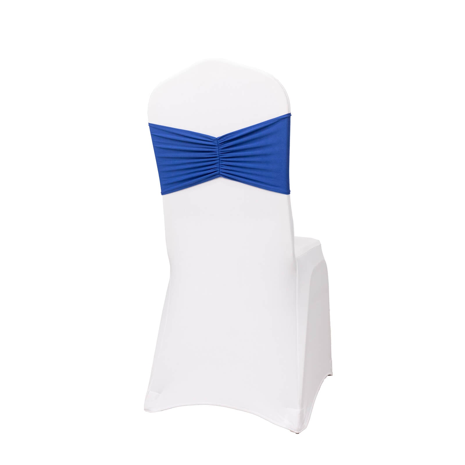 5 Pack Spandex Chair Sashes Royal Blue Ruffled Style - Wide Easy to Use Stretch Chair Bands 8"x13" - Bell Racket Store