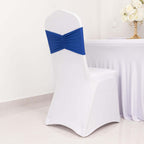 5 Pack Spandex Chair Sashes Royal Blue Ruffled Style - Wide Easy to Use Stretch Chair Bands 8"x13" - Bell Racket Store