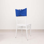 5 Pack Spandex Chair Sashes Royal Blue Ruffled Style - Wide Easy to Use Stretch Chair Bands 8"x13" - Bell Racket Store