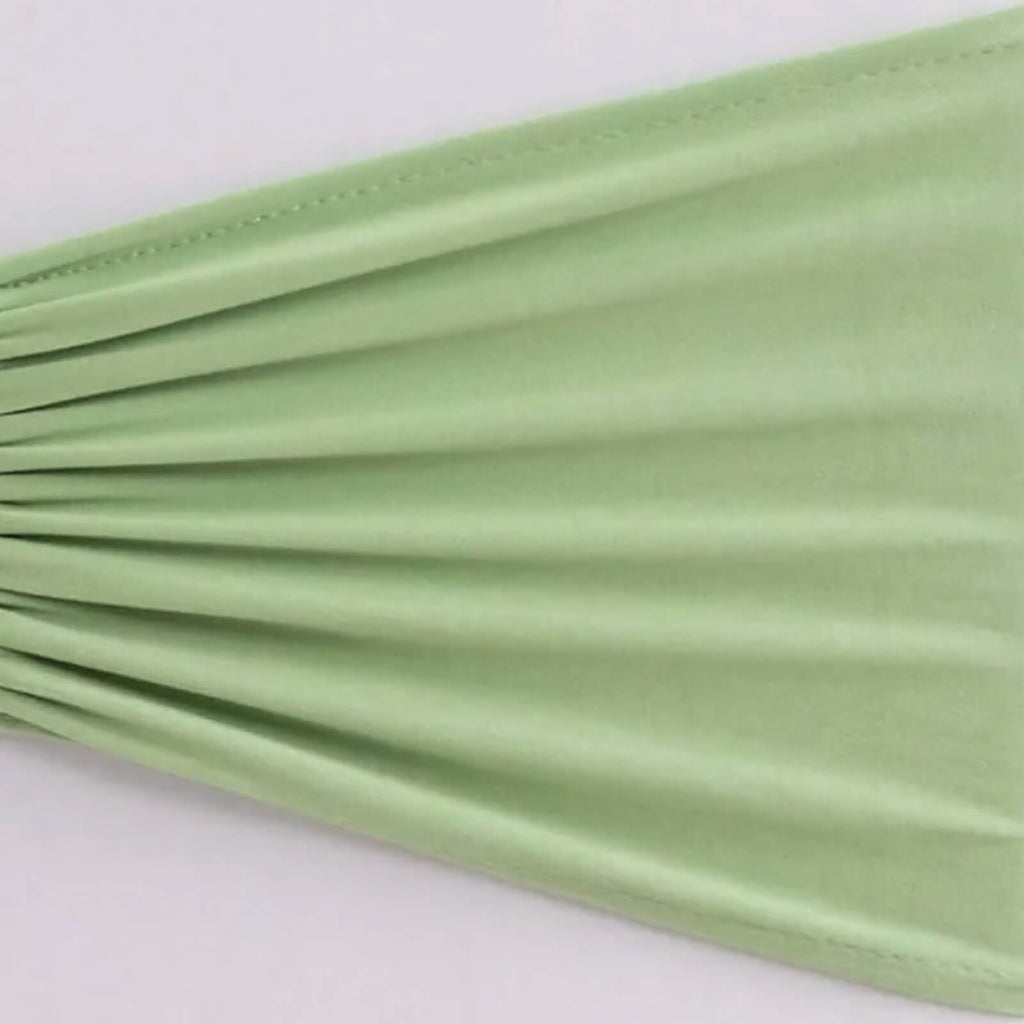 5 Pack Spandex Chair Sashes Sage Green Ruffled Style - Wide Easy to Use Stretch Chair Bands 8"x13" - Bell Racket Store