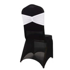 5 Pack Spandex Chair Sashes White Ruffled Style - Wide Easy to Use Stretch Chair Bands for Classy Wedding and Event Decor 8"x13" - Bell Racket Store