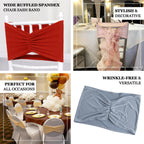 5 Pack Spandex Chair Sashes White Ruffled Style - Wide Easy to Use Stretch Chair Bands for Classy Wedding and Event Decor 8"x13" - Bell Racket Store