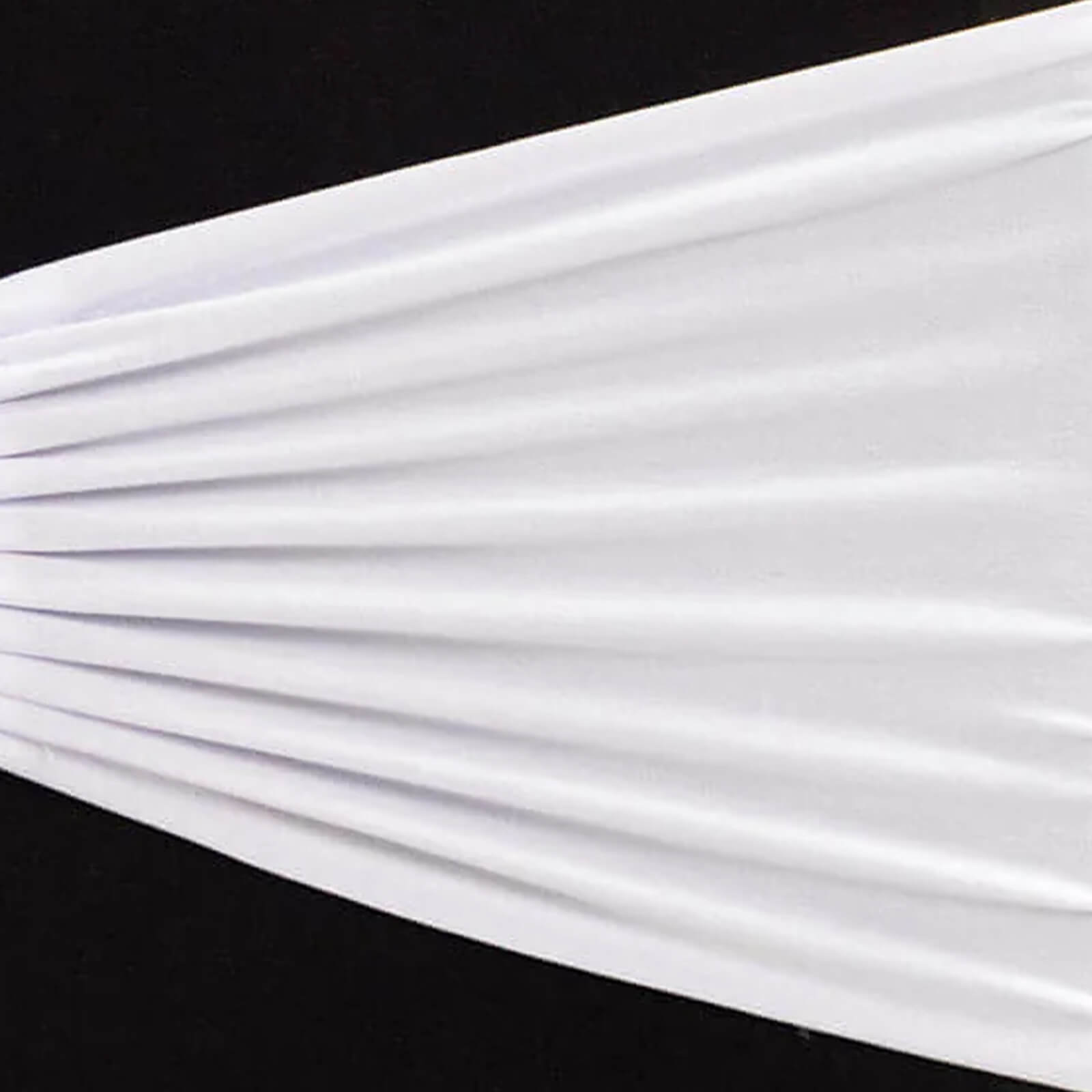 5 Pack Spandex Chair Sashes White Ruffled Style - Wide Easy to Use Stretch Chair Bands for Classy Wedding and Event Decor 8"x13" - Bell Racket Store