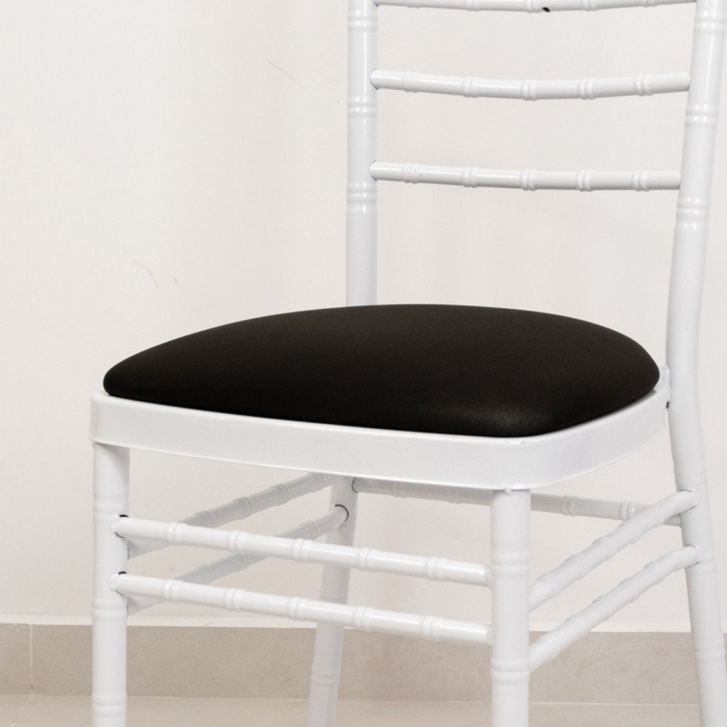 5 Pack Spandex Seat Pad Slipcovers for Chiavari Chairs Black - Washable Stretch Fitted Design for Dining Chairs - Bell Racket Store