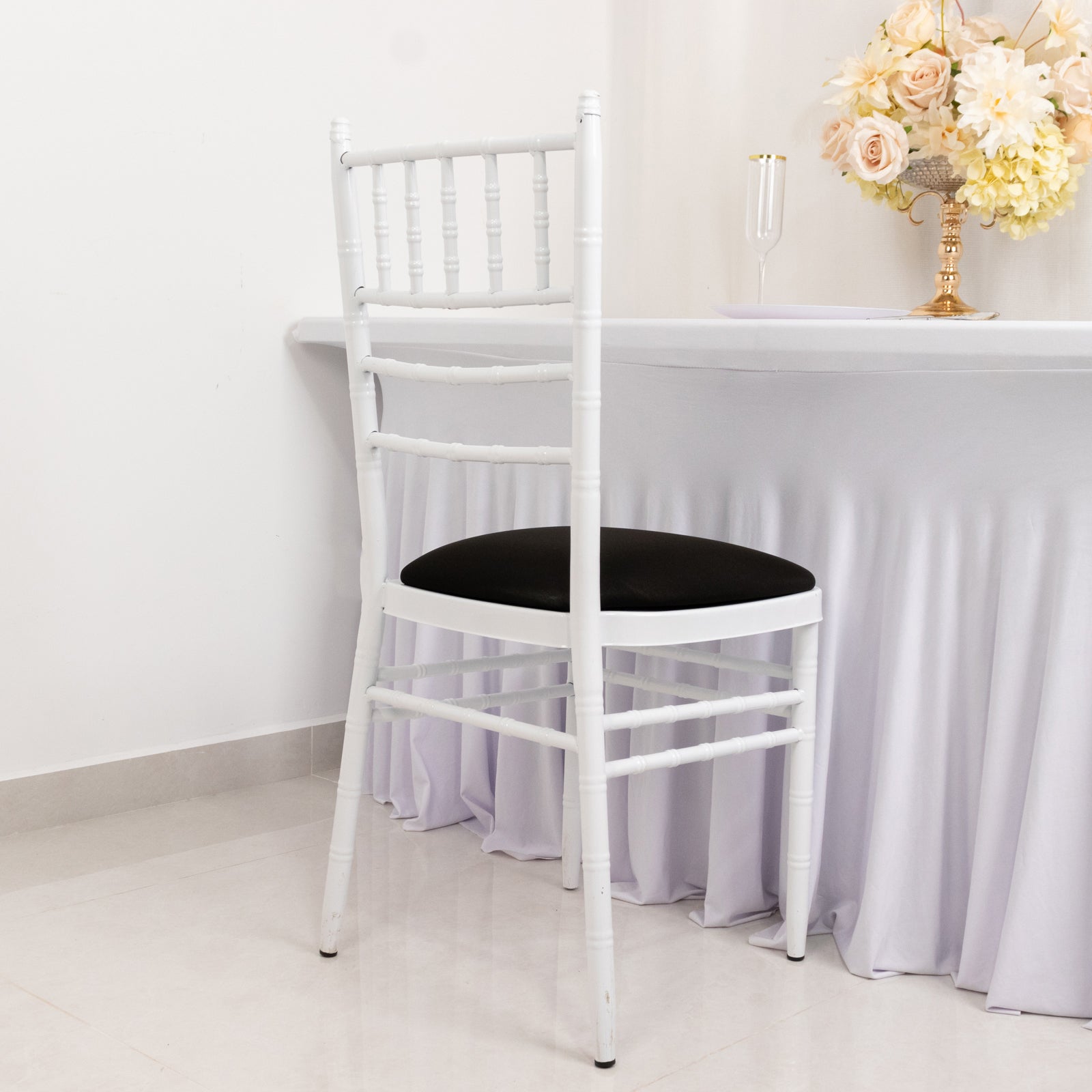 5 Pack Spandex Seat Pad Slipcovers for Chiavari Chairs Black - Washable Stretch Fitted Design for Dining Chairs - Bell Racket Store