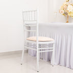 5 Pack Spandex Seat Pad Slipcovers for Chiavari Chairs Blush - Washable Stretch Fitted Design for Dining Chairs - Bell Racket Store