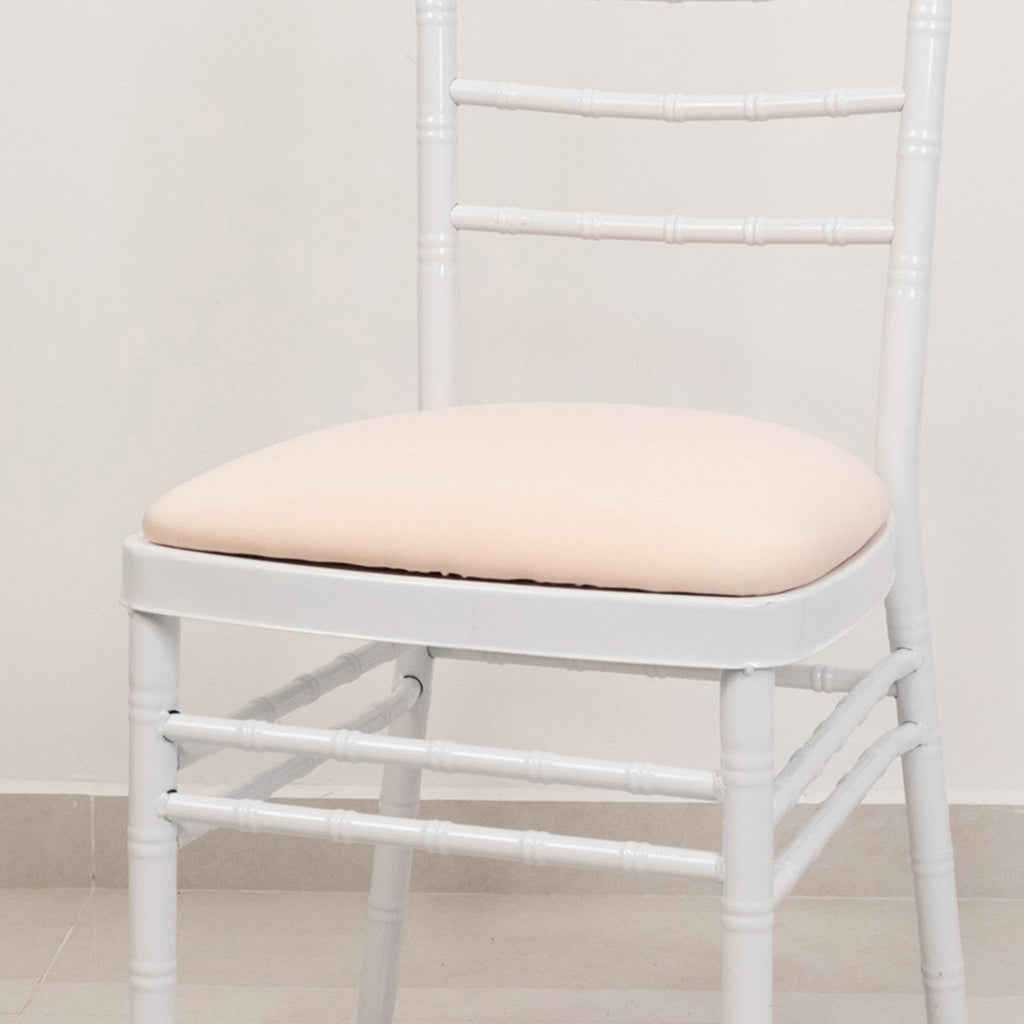 5 Pack Spandex Seat Pad Slipcovers for Chiavari Chairs Blush - Washable Stretch Fitted Design for Dining Chairs - Bell Racket Store