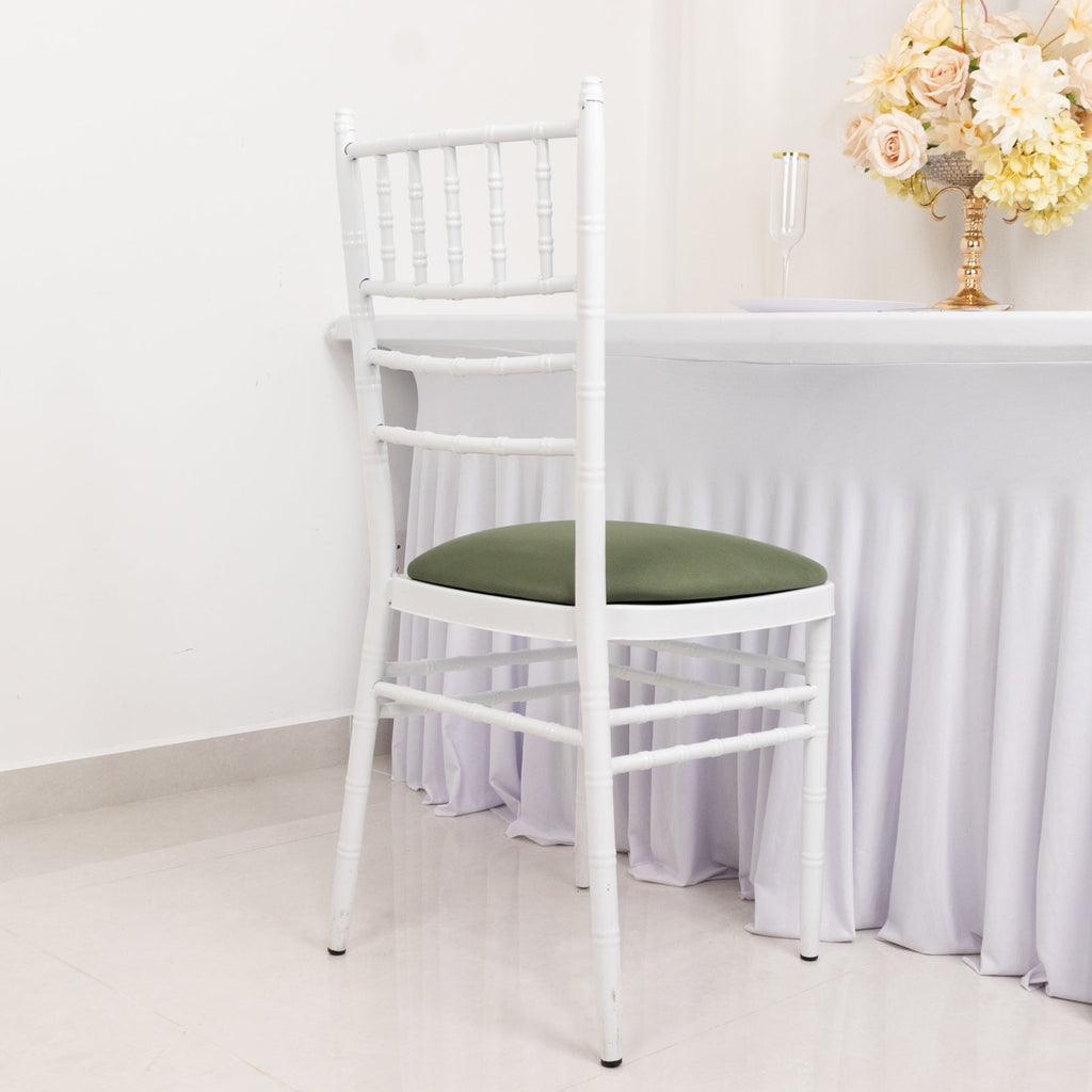 5 Pack Spandex Seat Pad Slipcovers for Chiavari Chairs Dusty Sage Green - Washable Stretch Fitted Design for Dining Chairs - Bell Racket Store