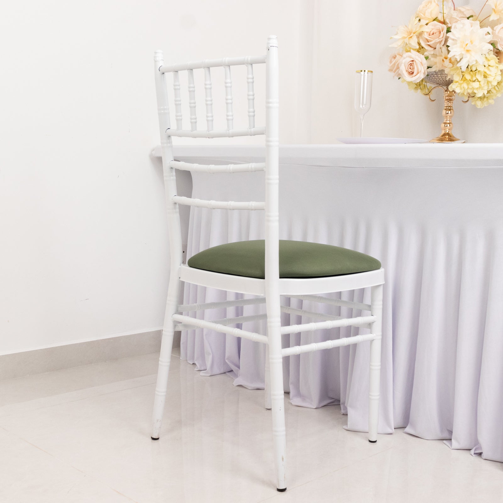 5 Pack Spandex Seat Pad Slipcovers for Chiavari Chairs Dusty Sage Green - Washable Stretch Fitted Design for Dining Chairs - Bell Racket Store