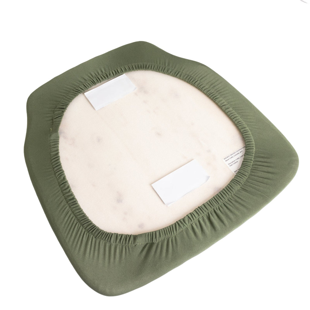 5 Pack Spandex Seat Pad Slipcovers for Chiavari Chairs Dusty Sage Green - Washable Stretch Fitted Design for Dining Chairs - Bell Racket Store