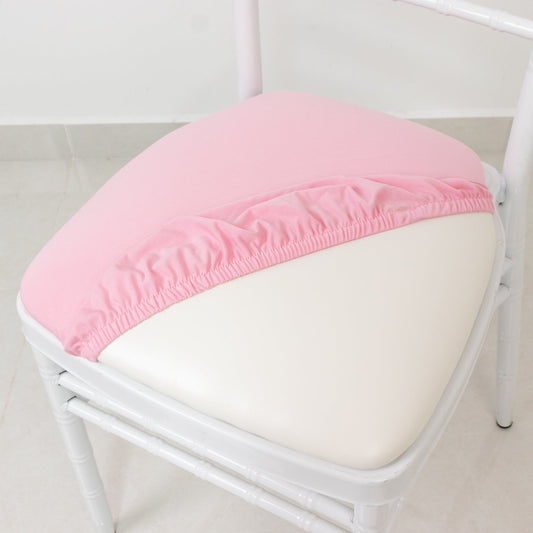 5 Pack Spandex Seat Pad Slipcovers for Chiavari Chairs Pink - Washable Stretch Fitted Design for Dining Chairs - Bell Racket Store