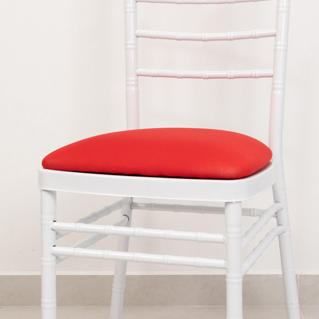 5 Pack Spandex Seat Pad Slipcovers for Chiavari Chairs Red - Washable Stretch Fitted Design for Dining Chairs - Bell Racket Store