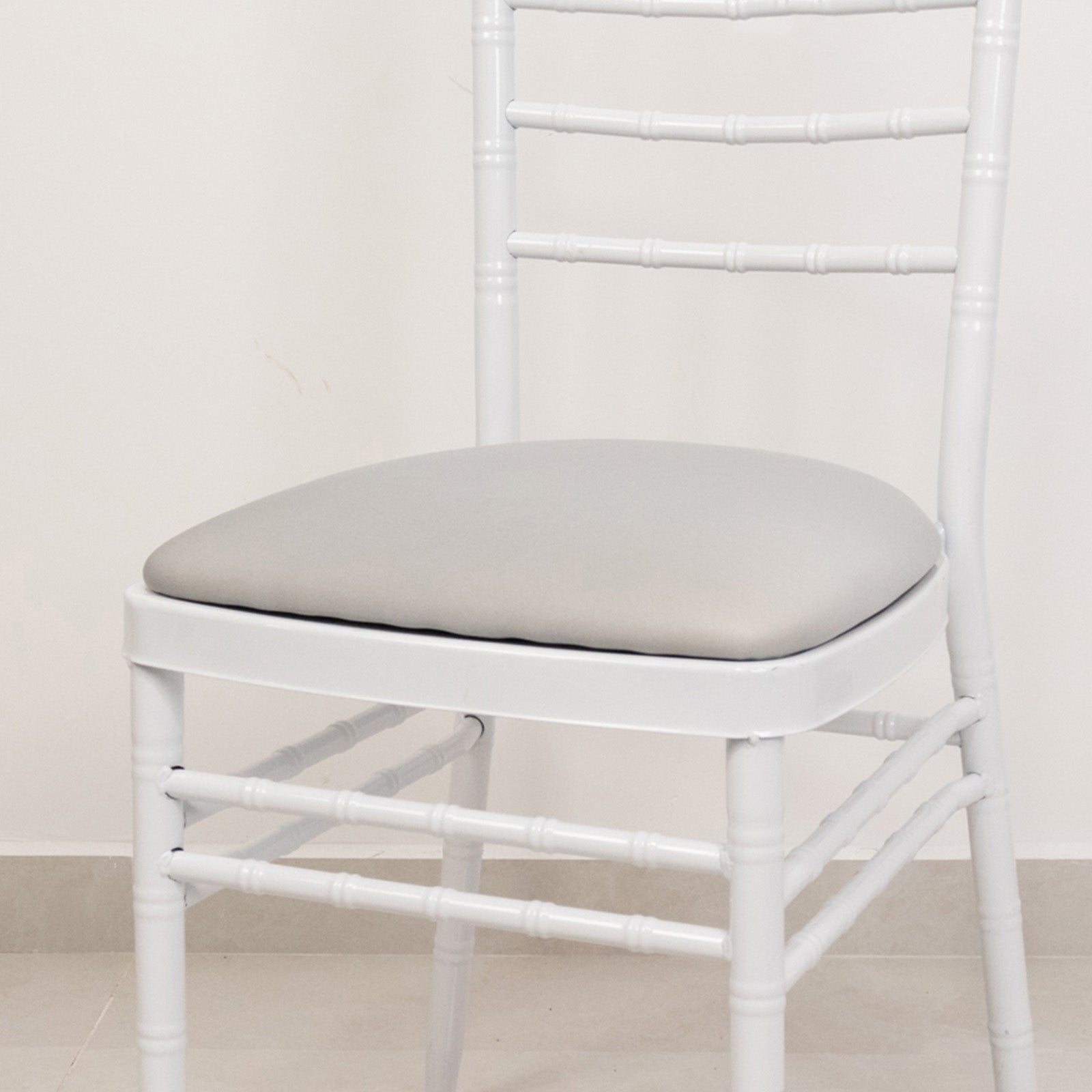 5 Pack Spandex Seat Pad Slipcovers for Chiavari Chairs Silver - Washable Stretch Fitted Design for Dining Chairs - Bell Racket Store