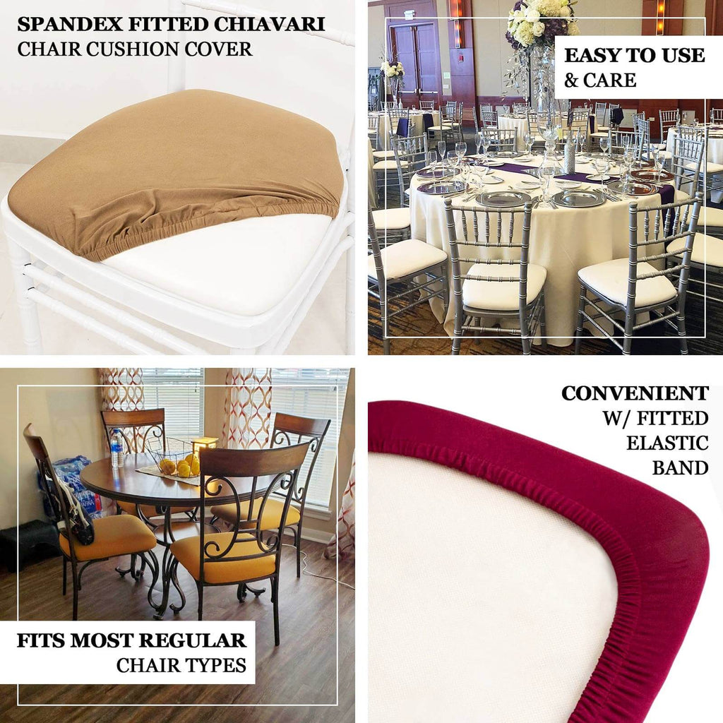 5 Pack Spandex Seat Pad Slipcovers for Chiavari Chairs Silver - Washable Stretch Fitted Design for Dining Chairs - Bell Racket Store