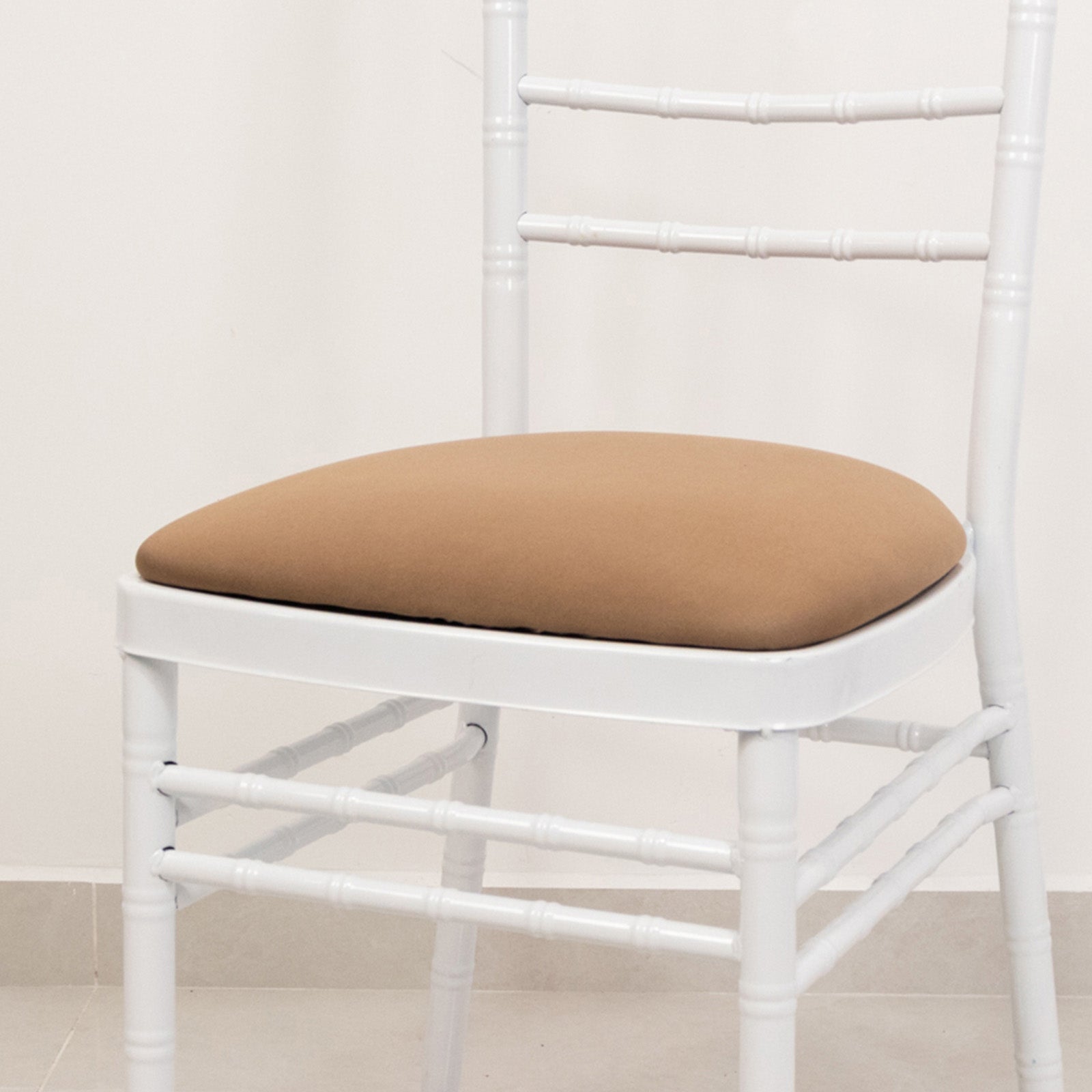 5 Pack Spandex Seat Pad Slipcovers for Chiavari Chairs Taupe - Washable Stretch Fitted Design for Dining Chairs - Bell Racket Store