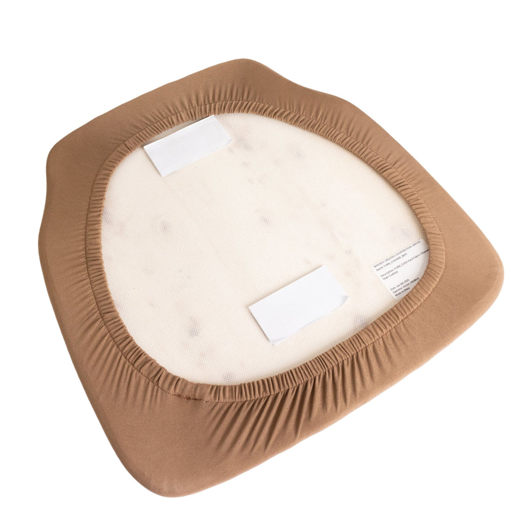 5 Pack Spandex Seat Pad Slipcovers for Chiavari Chairs Taupe - Washable Stretch Fitted Design for Dining Chairs - Bell Racket Store