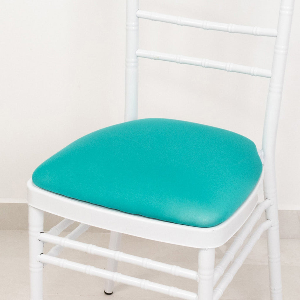 5 Pack Spandex Seat Pad Slipcovers for Chiavari Chairs Turquoise - Washable Stretch Fitted Design for Dining Chairs - Bell Racket Store