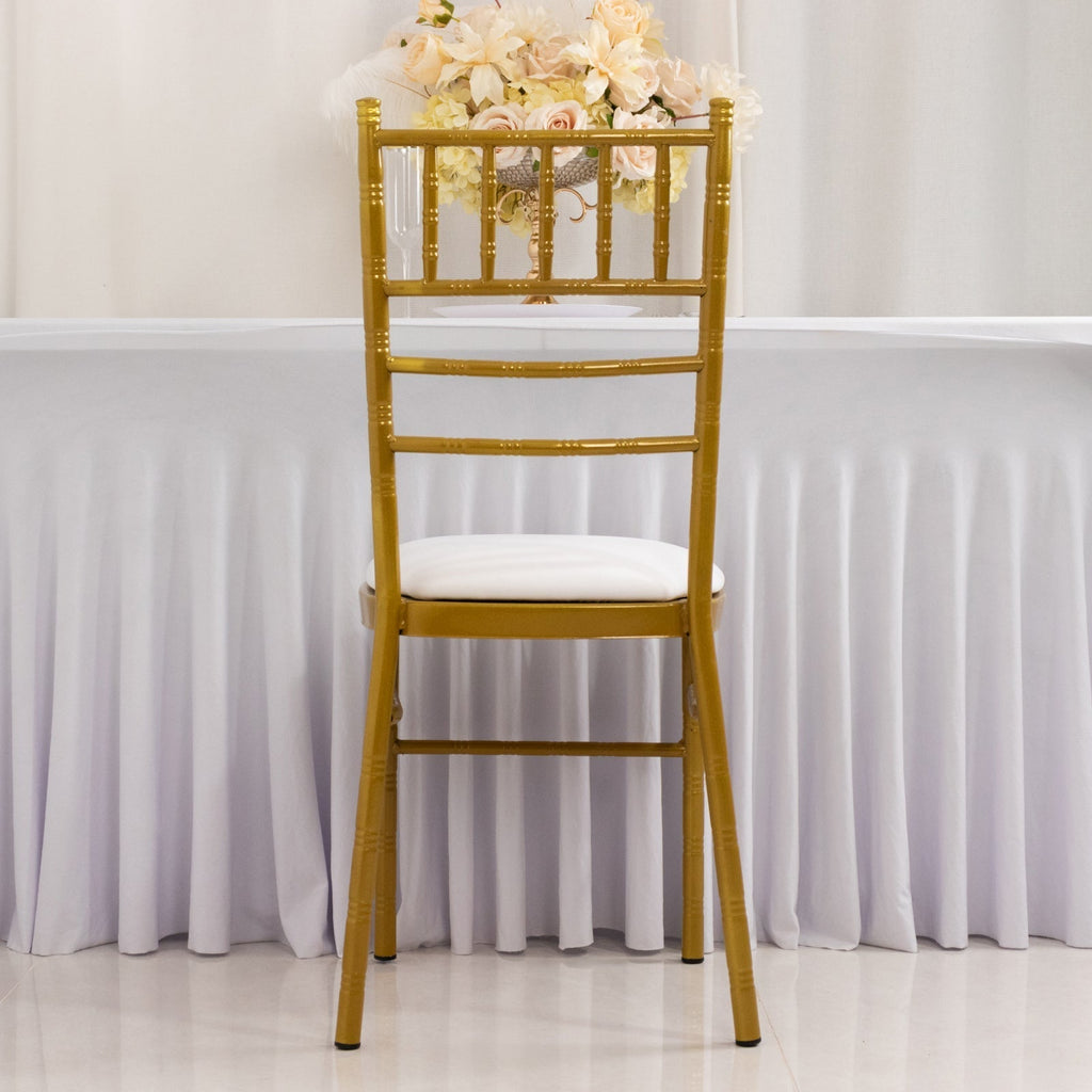 5 Pack Spandex Seat Pad Slipcovers for Chiavari White - Washable Stretch Fitted Design for Dining Chairs - Bell Racket Store