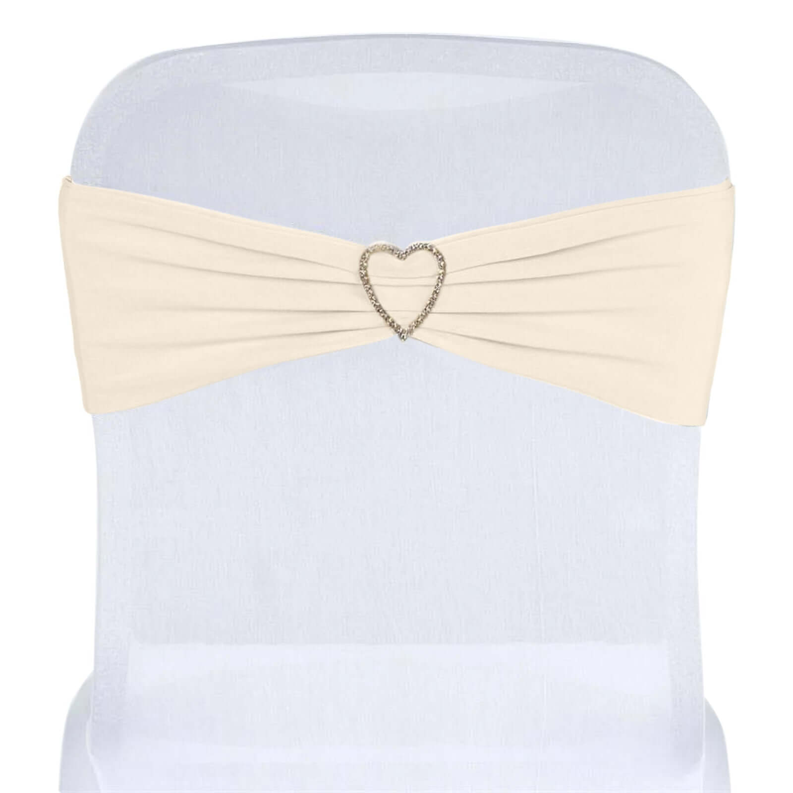 5 Pack Stretch Spandex Chair Sashes Beige - Fitted Finish Two Ply Heavy Duty Chair Bands 5"x12"