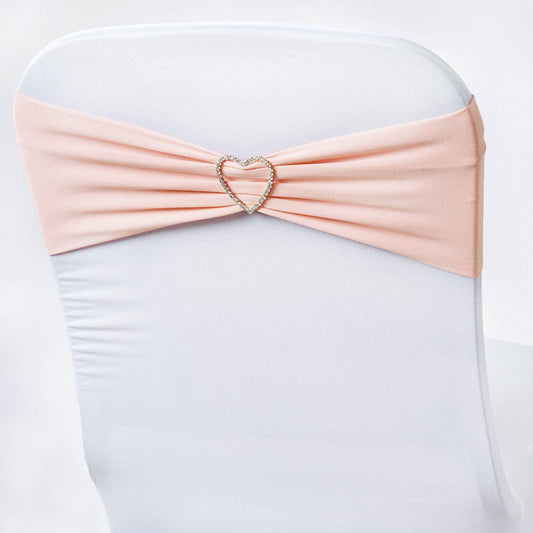 5 Pack Stretch Spandex Chair Sashes Blush - Fitted Finish Two Ply Heavy Duty Chair Bands 5"x12" - NestOCart