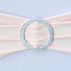 5 Pack Stretch Spandex Chair Sashes Blush - Reusable Chair Bands with Silver Diamond Ring Slide Buckle 5"x14" - Bell Racket Store