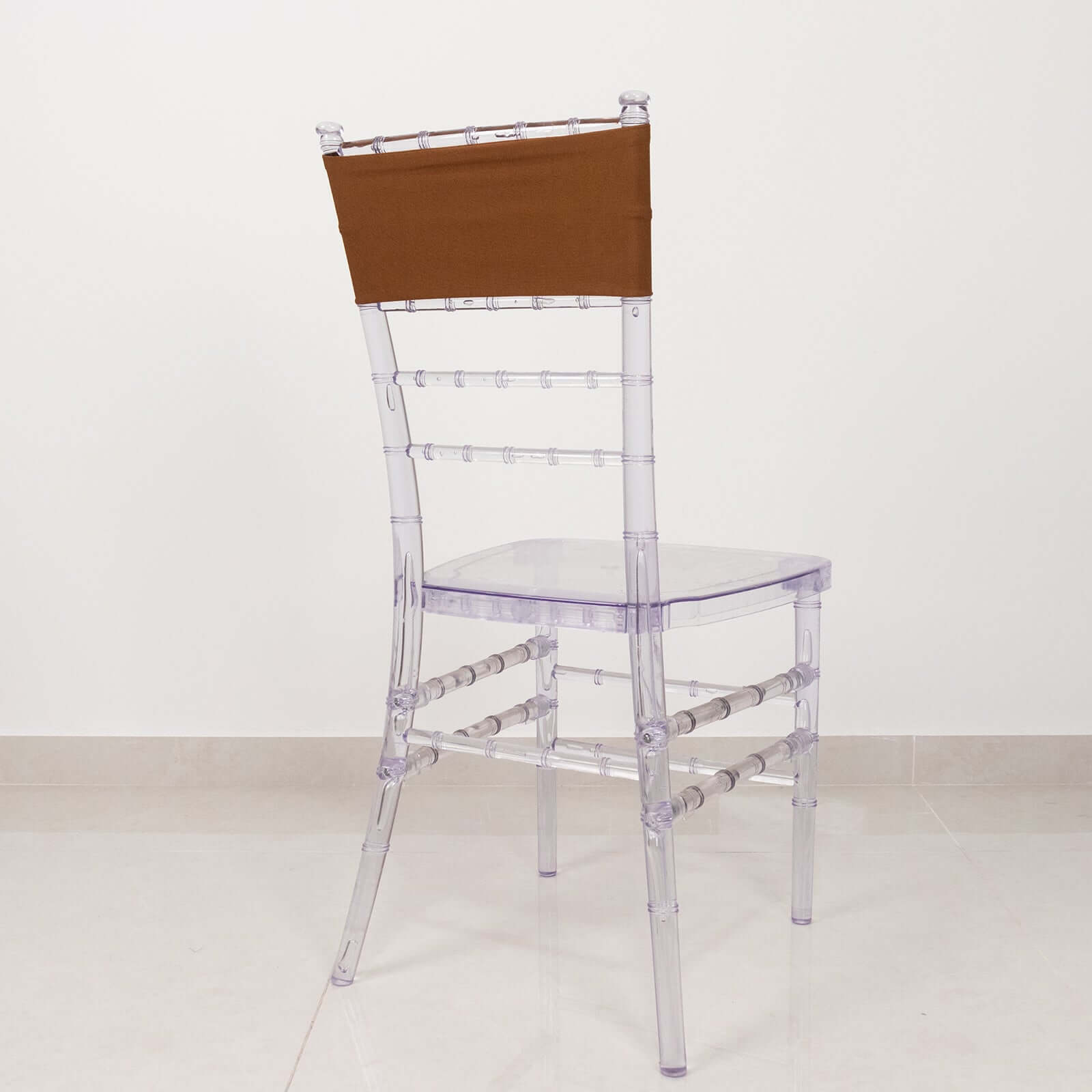 5 Pack Stretch Spandex Chair Sashes Cinnamon Brown - Fitted Finish Two Ply Heavy Duty Chair Bands 5"x12" - Bell Racket Store