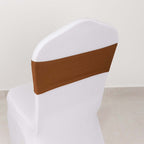 5 Pack Stretch Spandex Chair Sashes Cinnamon Brown - Fitted Finish Two Ply Heavy Duty Chair Bands 5"x12" - Bell Racket Store