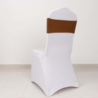 5 Pack Stretch Spandex Chair Sashes Cinnamon Brown - Fitted Finish Two Ply Heavy Duty Chair Bands 5"x12" - Bell Racket Store