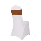 5 Pack Stretch Spandex Chair Sashes Cinnamon Brown - Fitted Finish Two Ply Heavy Duty Chair Bands 5"x12" - Bell Racket Store