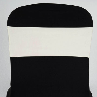 5 Pack Stretch Spandex Chair Sashes Ivory - Fitted Finish Two Ply Heavy Duty Chair Bands 5"x12" - NestOCart