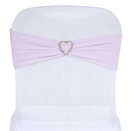 5 Pack Stretch Spandex Chair Sashes Lavender Lilac - Fitted Finish Two Ply Heavy Duty Chair Bands 5"x12"