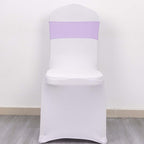 5 Pack Stretch Spandex Chair Sashes Lavender Lilac - Reusable Chair Bands with Silver Diamond Ring Slide Buckle 5"x14" - Bell Racket Store