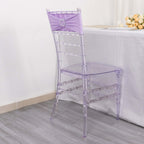 5 Pack Stretch Spandex Chair Sashes Lavender Lilac - Reusable Chair Bands with Silver Diamond Ring Slide Buckle 5"x14" - Bell Racket Store