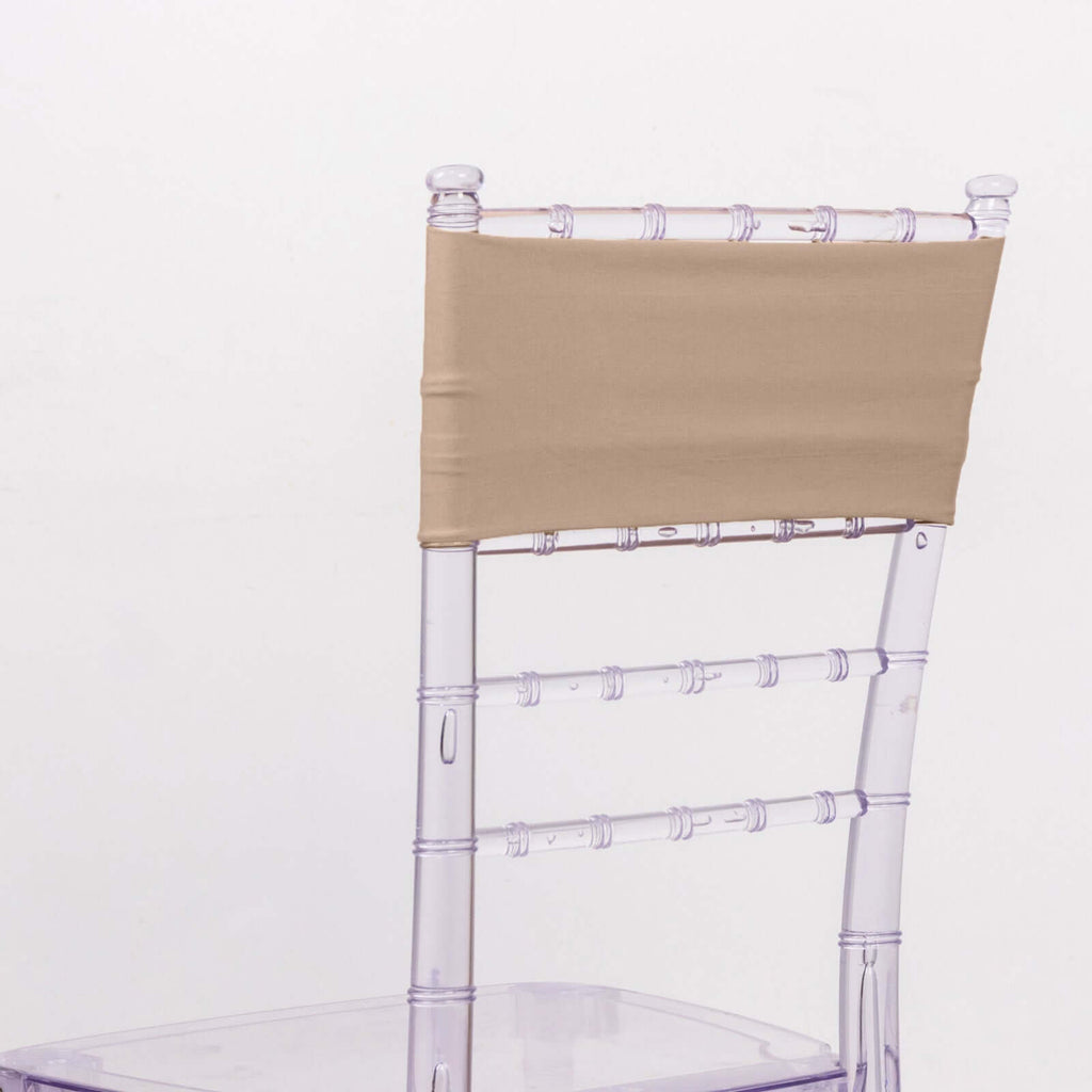 5 Pack Stretch Spandex Chair Sashes Nude - Fitted Finish Two Ply Heavy Duty Chair Bands 5"x12" - Bell Racket Store