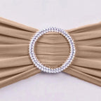 5 Pack Stretch Spandex Chair Sashes Nude - Reusable Chair Bands with Silver Diamond Ring Slide Buckle 5"x14" - Bell Racket Store