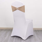 5 Pack Stretch Spandex Chair Sashes Nude - Reusable Chair Bands with Silver Diamond Ring Slide Buckle 5"x14" - Bell Racket Store