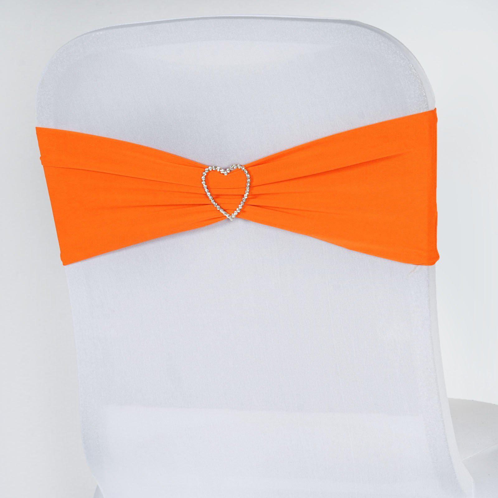 5 Pack Stretch Spandex Chair Sashes Orange - Fitted Finish Two Ply Heavy Duty Chair Bands 5"x12" - NestOCart
