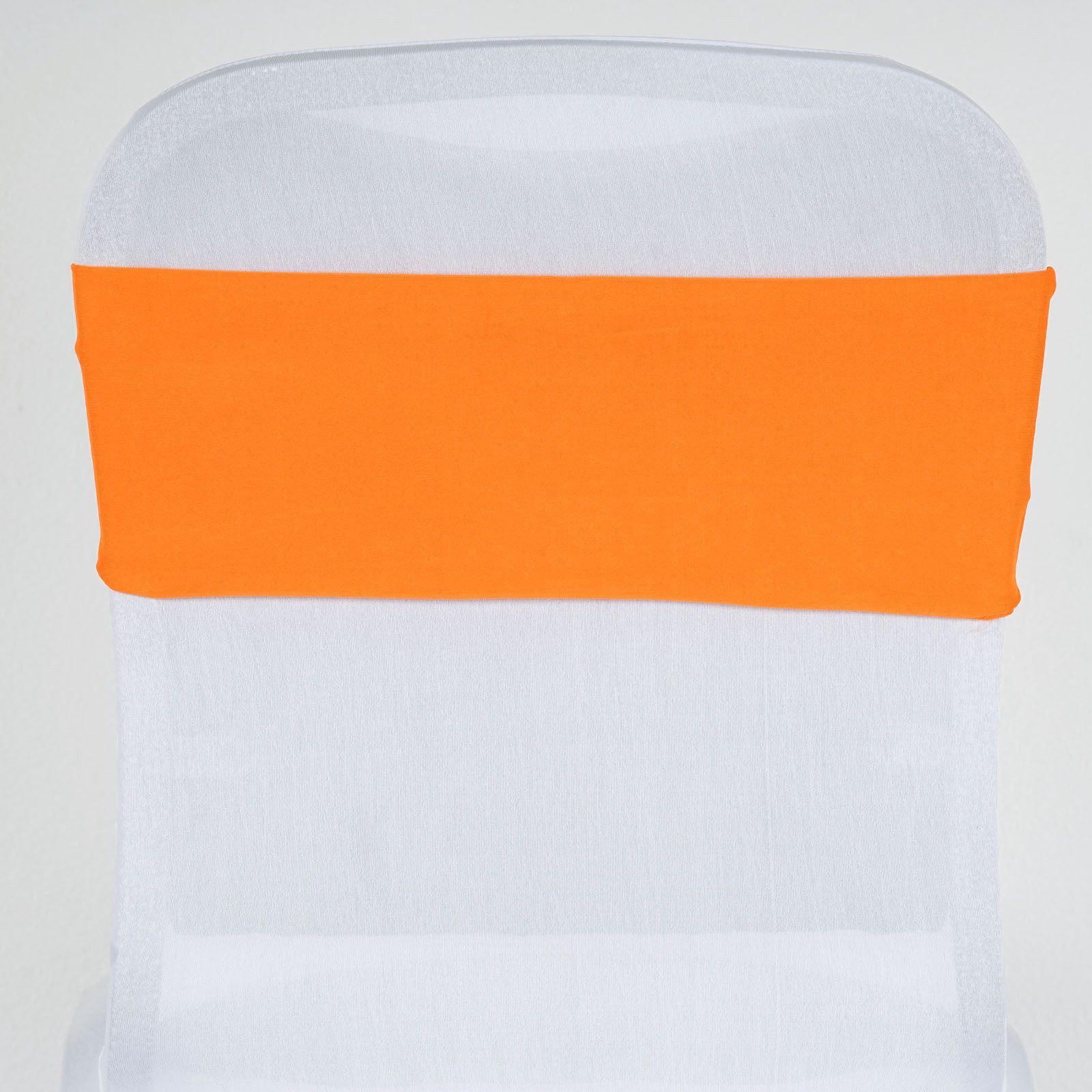 5 Pack Stretch Spandex Chair Sashes Orange - Fitted Finish Two Ply Heavy Duty Chair Bands 5"x12" - NestOCart