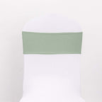 5 Pack Stretch Spandex Chair Sashes Sage Green - Reusable Chair Bands with Silver Diamond Ring Slide Buckle 5"x14" - Bell Racket Store