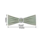 5 Pack Stretch Spandex Chair Sashes Sage Green - Reusable Chair Bands with Silver Diamond Ring Slide Buckle 5"x14" - Bell Racket Store