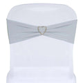 5 Pack Stretch Spandex Chair Sashes Silver - Fitted Finish Two Ply Heavy Duty Chair Bands 5"x12"