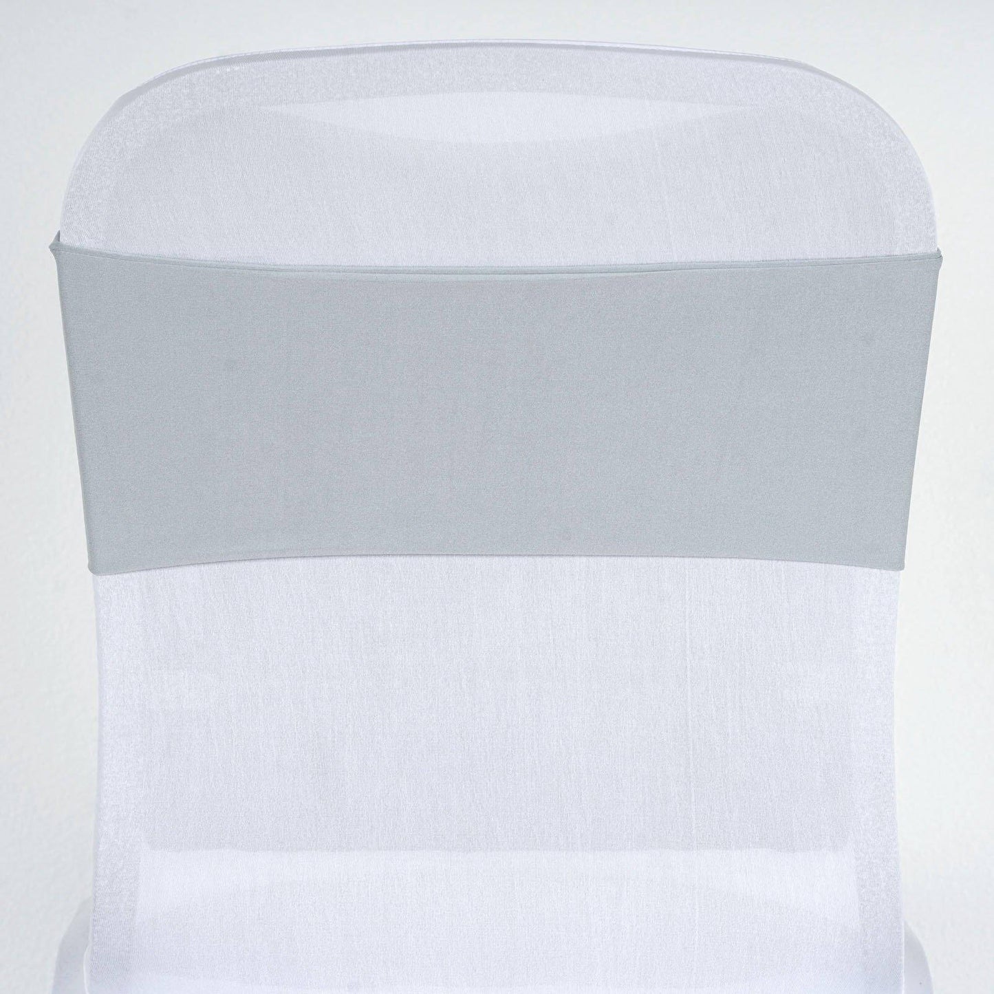 5 Pack Stretch Spandex Chair Sashes Silver - Fitted Finish Two Ply Heavy Duty Chair Bands 5"x12" - NestOCart